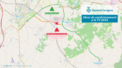 Tall que afectarà durant tres mesos a la TV-2034